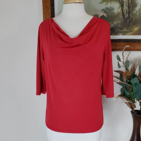 ❤2/$10 George Red Mock Neck Half Sleeve Top